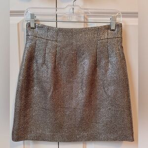 H&M High Waisted Bubble Hem Tweed Skirt EUC Mini Gray Taupe Silver Sparkle P…